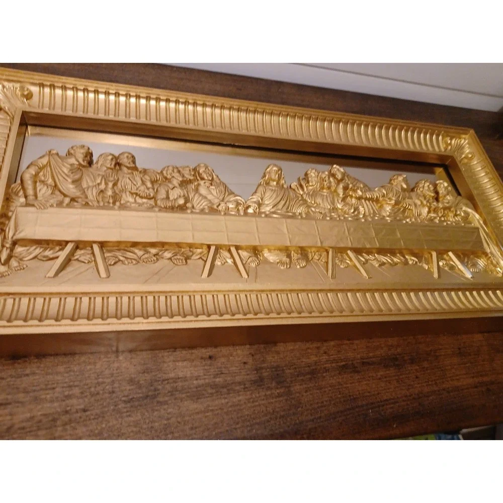 Vintage homco last supper gold mirror wall hanging